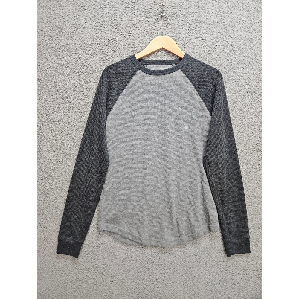 American Eagle Thermal Shirt XS Gray Waffle Knit Raglan Baseball Gorpcore Cozy